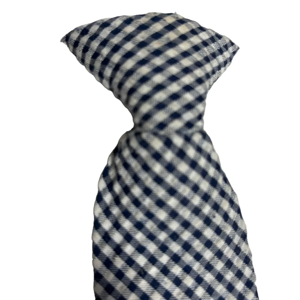 Boys gingham clip on tie blue & white 10.5” long Formal Cosplay Like New or New